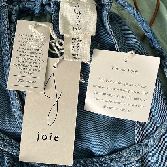 NWT Joie Chambray Denim Braided Halter Tie Neck Crop Tank Top - M - Picture 8 of 9